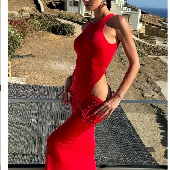 IMAYA MAGDA RED DRESS (S) - Picture 3 of 13